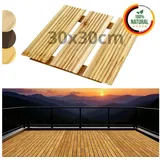 Floranica Trittsteine Holzfliese Terrassenfliese Massives Lärchenholz Balkonfliesen, 30x30 cm, Natur, 1-St., Fein Geriffelt Bodenbelag mit Drainage Balkon-Bodenbelag für Outdoor beige 30 cm x 30 cm