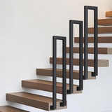 Handlauf Treppe, TreppengeläNder Innen für Treppen, GeläNder Treppe EingangsgeläNder U-FöRmiger GeläNder Treppe Handlauf Treppenhandlauf Bausatz Handlauf Schwarz (75cm, Stil 3)