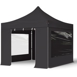 TOOLPORT 3x3m Aluminium Faltpavillon, inkl. 4 Seitenteile, schwarz - (600146)