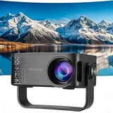 Tragbarer Mini-Projektor, WiFi HD 4 K, 1080P, unterstützt für Zuhause/Außenbereich, kompatibel mit PS5/Smartphone/Tablet PC/HDMI/USB (schwarz)