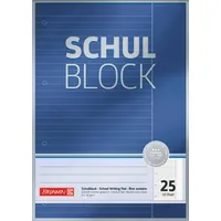Brunnen 1052625 Schulblock/Notizblock Premium (A4, 50 Blatt, liniert, mit Rand, Lineatur 25, gelocht, kopfverleimt, 90g/m2)