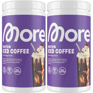 MORE Protein Iced Coffee, Cafè Frappè Style, 2 x 500 g, Eiskaffee mit wertvollen Proteinen, Protein-Kaffee mit wenig Zucker und Fett, geprüfte Qualität - made in Germany