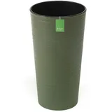 KAGM Pflanzkübel Blumenkübel Blumentopf rund gerillt ECO Holz-Kunststoff-Gemisch TOP (inkl. Pflanzeinsatz) grün 9.5 l | Ø 24.5 cm x 46.5 cm