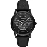 Emporio Armani Uhr für Herren , Automatikwerk, 43mm Schwarzes Edelstahlgehäuse mit Lederarmband, AR60032