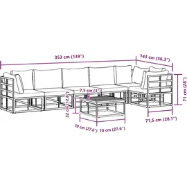 vidaXL Garten-Lounge-Set 7-tlg. schwarz Aluminium