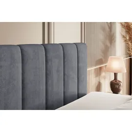 altdecor Boxspringbett mit H3 Matratze und Topper - 200 x 200 cm - OTTA - Dunkelgrau Samt - Polsterbett mit Bettkasten und Lattenrost, Bett mit Sta... - Dunkelgrau