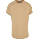 URBAN CLASSICS Turnup Tee lässiges T-Shirt für Männer in langem Schnitt unionbeige L