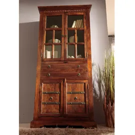 Massivmoebel24 Vitrine Akazie 95 x 50 x 195 cm Braun