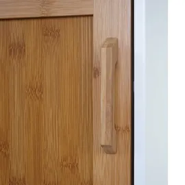 Mendler Hochschrank HWC-A85, Badschrank Badregal Bambus, MVG-zertifiziert 180x40x31cm weiß