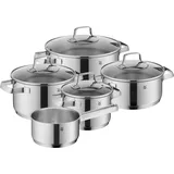 WMF »Belmonte«, Cromargan® Edelstahl Rostfrei 18/10, (Set, 9 tlg.), 9-teilig, TransTherm-Allherdboden, Cromargan Edelstahl rostfrei 18/10, silberfarben