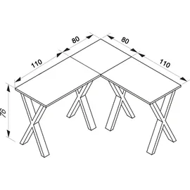 VCM Eckschreibtisch Lona Buche / Silber