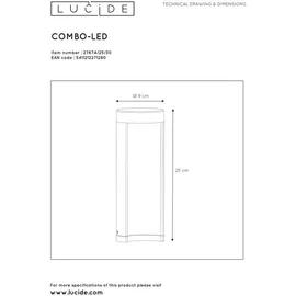 LUCIDE Außenleuchte Aluminium 9x9x25 cm inkl. LED 3000K schwarz