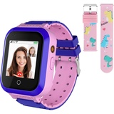 4G Smartwatch für Kinder, Wasserdicht Kinder Smartwatch mit GPS-Tracker, Anruf, Alarm, Schrittzähler, Kamera, SOS, Touchscreen WLAN Bluetooth Armbanduhr Jungen Mädchen (Pink- T3)