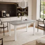 ARTON 140 cm ausziehbarer Tisch Bellato Grau, Beinfarbe - Weiß