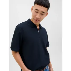 JACK & JONES Jjeaustin Zip Polo blau M