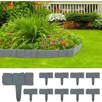 Pair 10 Stück Garteneinfassungen 2,5 M Rasenkante Grasrand Gartenzaunbegrenzung Steinoptik Graue Kunststoff-rasenkanten