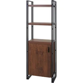 Mendler Bücherregal HWC-A27, Regal Standregal Wohnregal, Staufach mit Tür 165x55cm 3D-Struktur Wildeiche-Optik
