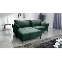 Fun Möbel Ecksofa Schlafsofa Sofa VICTORIA Stoff Element Dunkelgrün Ottomane Links - Grün