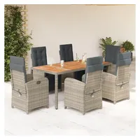 vidaXL Garten-Essgruppe 7-tlg. Grau