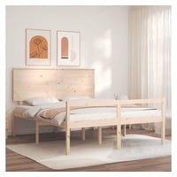 vidaXL Bett Seniorenbett mit Kopfteil Kingsize Massivholz beige 200 cm x 150 cmvidaXL