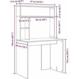 vidaXL Schreibtisch mit Regal Weiß 91 x 50 x 149 cm Holzwerkstoff