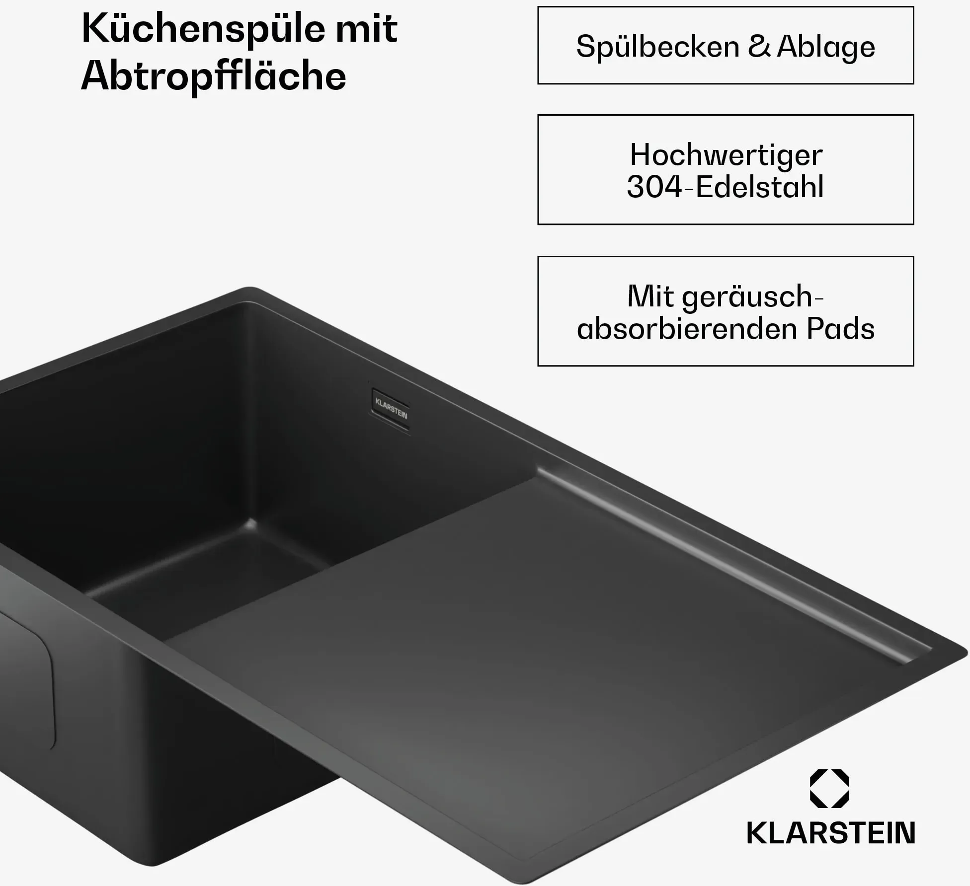 TitanSteel Küchenspüle mit Abtropffläche | 79 x 44 cm | rostfrei | kratzfest | hitzebeständig