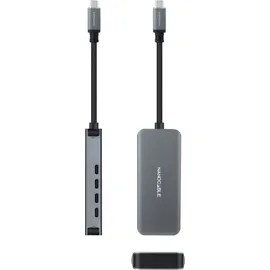 NANOCABLE 10.16.4504, (USB-C, 4 Ports), Dockingstation + USB Hub, Grau,