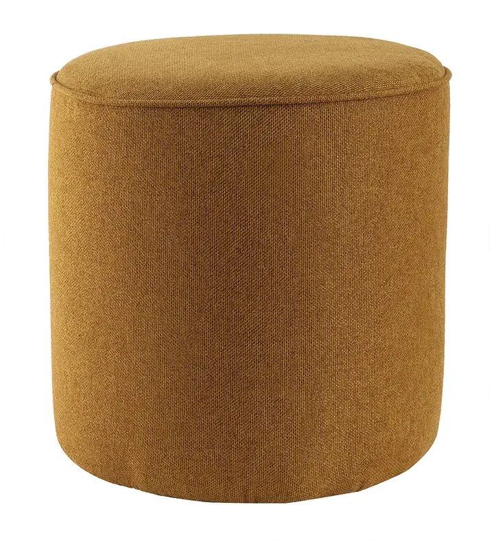 Pouf rond en tissu jaune cumin D40 cm COQ