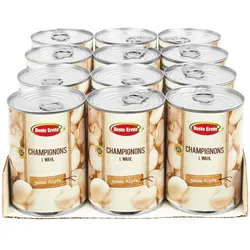 Beste Ernte Champignonköpfe I. Wahl 230 g Abtropfgewicht, 12er Pack