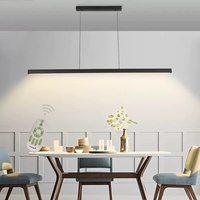 LED Esstisch Pendelleuchte Dimmbar Hoehenverstellbar Büro Esszimmer Hängelampe Wohnzimmer Küche Hängend Decke Lampe Fernbedienung, Modern Ultra Einfach Design Lüster für Landhaus (Schwarz, L120cm)