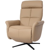 Relaxsessel MCW-L10, Design Fernsehsessel TV-Sessel Liegesessel, Liegefunktion drehbar, Voll-Leder ~ taupe