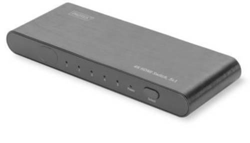 Digitus DS-45317 5 Port HDMI-Switch Metallgehäuse, Ultra HD-fähig, mit Aluminiumgehäuse, LED-Anze