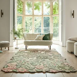 Wollteppich FLAIR RUGS "Bryony Floral", grün, B:160cm H:10mm L:230cm, Wolle, Teppiche, Floraler Wollteppich