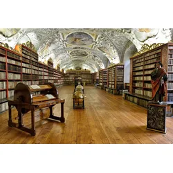 Fototapete PAPERMOON "ARCHITEKTUR-BIBLIOTHEK VON STRAHOV KLOSTER JAHR 1143", bunt, B:3,50m L:2,60m, Vlies, Tapeten
