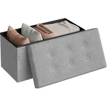 Woltu Sitzhocker mit Stauraum Sitzbank faltbar Truhen Aufbewahrungsbox, Deckel abnehmbar, Gepolsterte Sitzfläche aus Leinen, 76x37,5x38 cm, Hellgrau