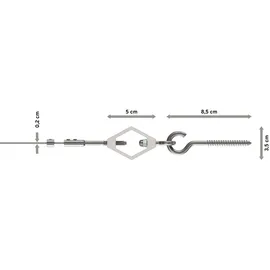 Interdeco SEILSPANNGARNITUR / SEILSPANNER SET Joy Raute 500 cm Seil, Vernickelt