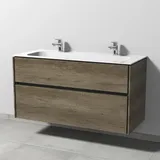 Sanipa Keramik-Waschtisch-Set mit Waschtischunterschrank „Twiga“ 119 × 50 × 61 cm in Eiche Nebraska, ohne Beleuchtung