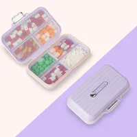 AOGOE Tablettenbox 7 Tage, Pillendose 7 Fächer Morgens Abends, Großer Medikamentenbox mit 7 Tage BPA Frei mit Einfachem Offenem Design für Medikamente, Vitamine, Fischöl usw (Lila)
