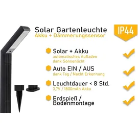 ChiliTec Wegeleuchte Kunststoff 78 cm inkl. Dämmerungssensor schwarz