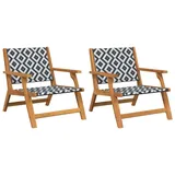 vidaXL Gartenstühle 2 Stück Schwarz und Weiß 76x67x73 cm Massivholz Akazie