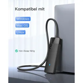 Inateck USB C Hub, USB 3.2 Gen 2 USB C Hub mit 4 USB A Anschlüssen, 10Gbps, 50cm Kabel, Kompatibel mit Windows 7/8/10/11, Linux, Mac OS