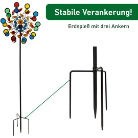 Lemodo Windrad Garten Metall 213 cm Bunt