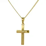 HOPLO Kreuzanhänger Gold Anhänger Kreuz mit Goldkette massiv 333 - 8 Karat Gold 50 cm, Made in Germany 50 cm Unisex