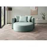 LeGer Home by Lena Gercke XXL-Sessel "Isalie, Lesesessel, Loveseat, inklusive Zierkissen", grün (grüngrau), B:153cm H:98cm T:145cm, LEGER HOME BY LENA GERCKE, Sessel, XXL-Sessel, extra große Sitzfläche, optional mit Hocker, Cord, Samt, Bouclé