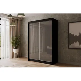 altdecor Schiebetürenschrank PEKA 120 x 215 x 61 cm Schwarz/Grau