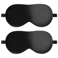 Quelcc Schlafmaske, 2er-Pack Schlafmaske aus Seide, Hautfreundlich Schlafbrille, mit Verstellbarem Riemen für Druckentlastung und tiefen Schlaf (Schwarz)