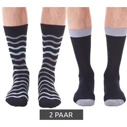 2 Paar HEALTHY SEAS Baumwoll-Strümpfe nachhaltige lange Socken aus rezyklierten Fischernetzen und Bio Baumwolle Uni und mit Muster Dunkelblau - 41-45