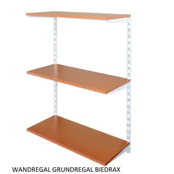 Biedrax Wandregal - Grundregal 20 x 60 x 100 cm, Farbe weiss - 3 Fachboden Kirsche