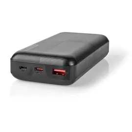 Nedis Powerbank - 20000 mAh - 2x 3.0 A - Anzahl der Ausgänge: 2 - Ausgangsanschluss: 1x USB-A / 1x USB-C - Eingangsverbindung: 1x Micro USB / 1x USB- (UPBKPD20000BK)