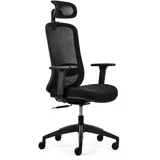 Bürodrehstuhl EcoChair 3 - schwarz, ergonomisch, TÜV-Zertifikat, Nachkaufgarantie, bis 130 kg, Synchronmechanik, Lordosenstütze, Kopfstütze - Inwerk